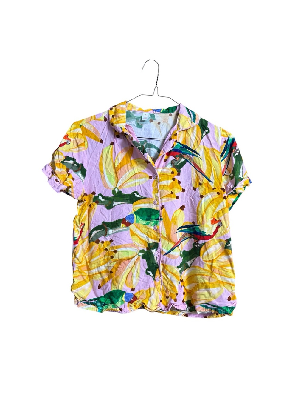 Joe Fresh colorful banana,Tropical, and parrot print Button-Up Shirt